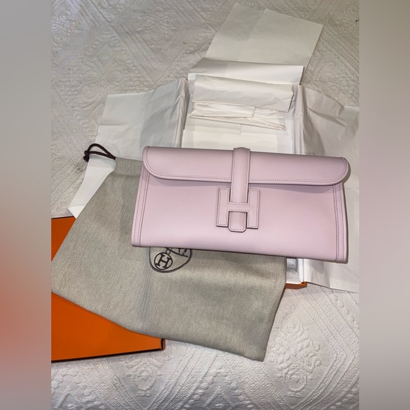 COPY - 2023 HERMES JIGE CLUTCH LIGHT MEAUVE/PINK SWIFT NEW IN BOX - Picture 2 of 10